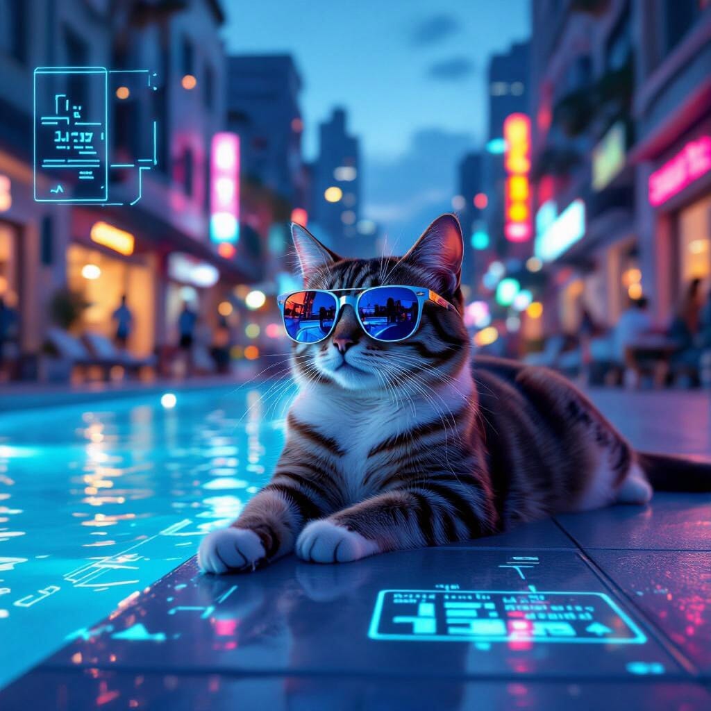 image represents a cat wearing sunglass through AR effect.