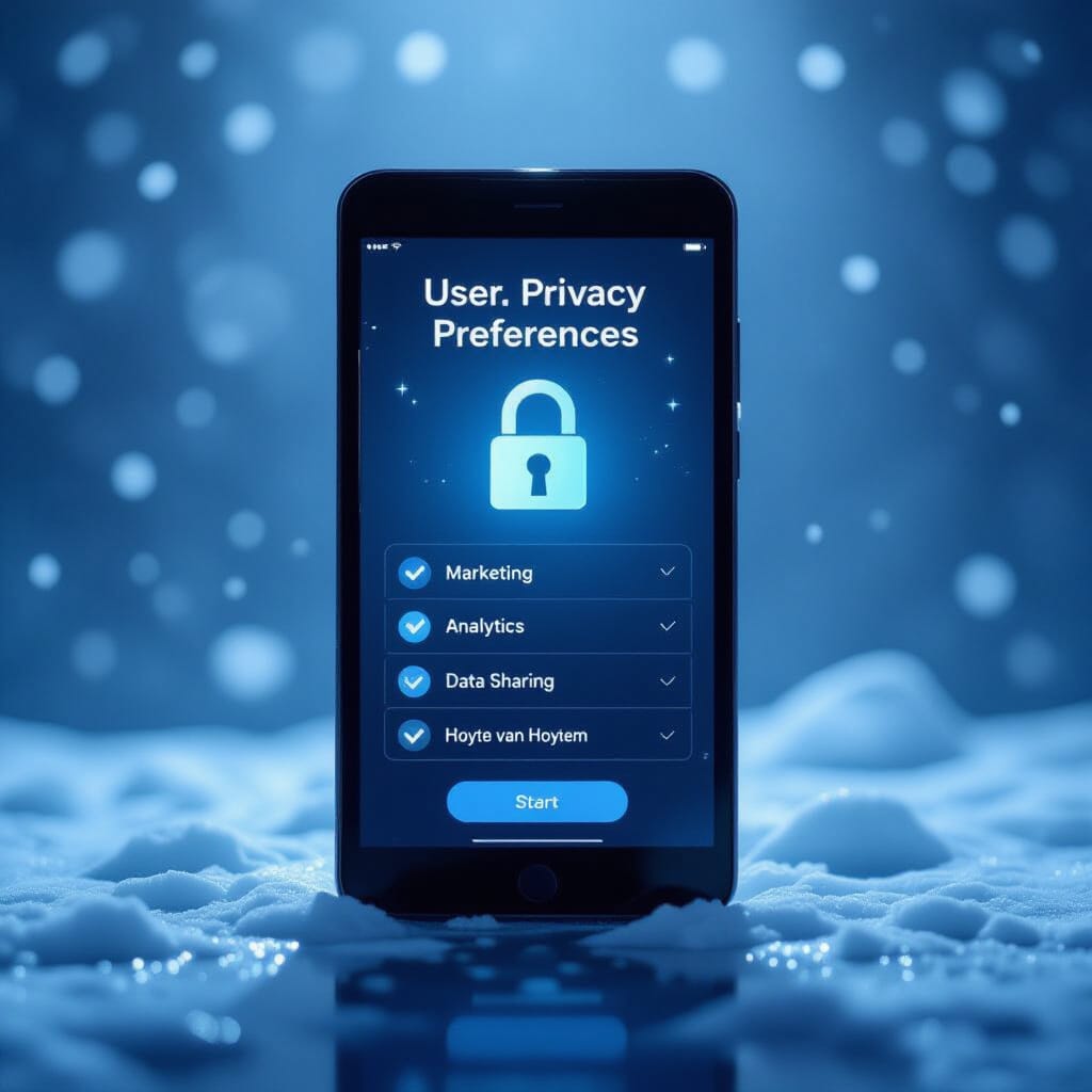 in the image a mobile phone is displaying cyber security and data privacy features.